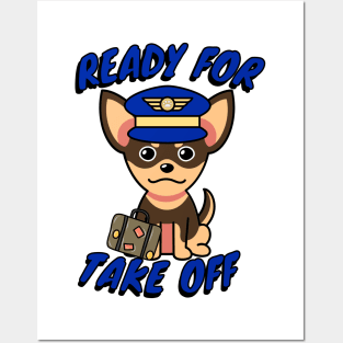 Cute small dog is a pilot Posters and Art